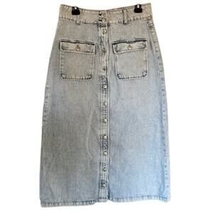 Vintage-Inspired Blue Meli Button Front Denim Skirt size Large